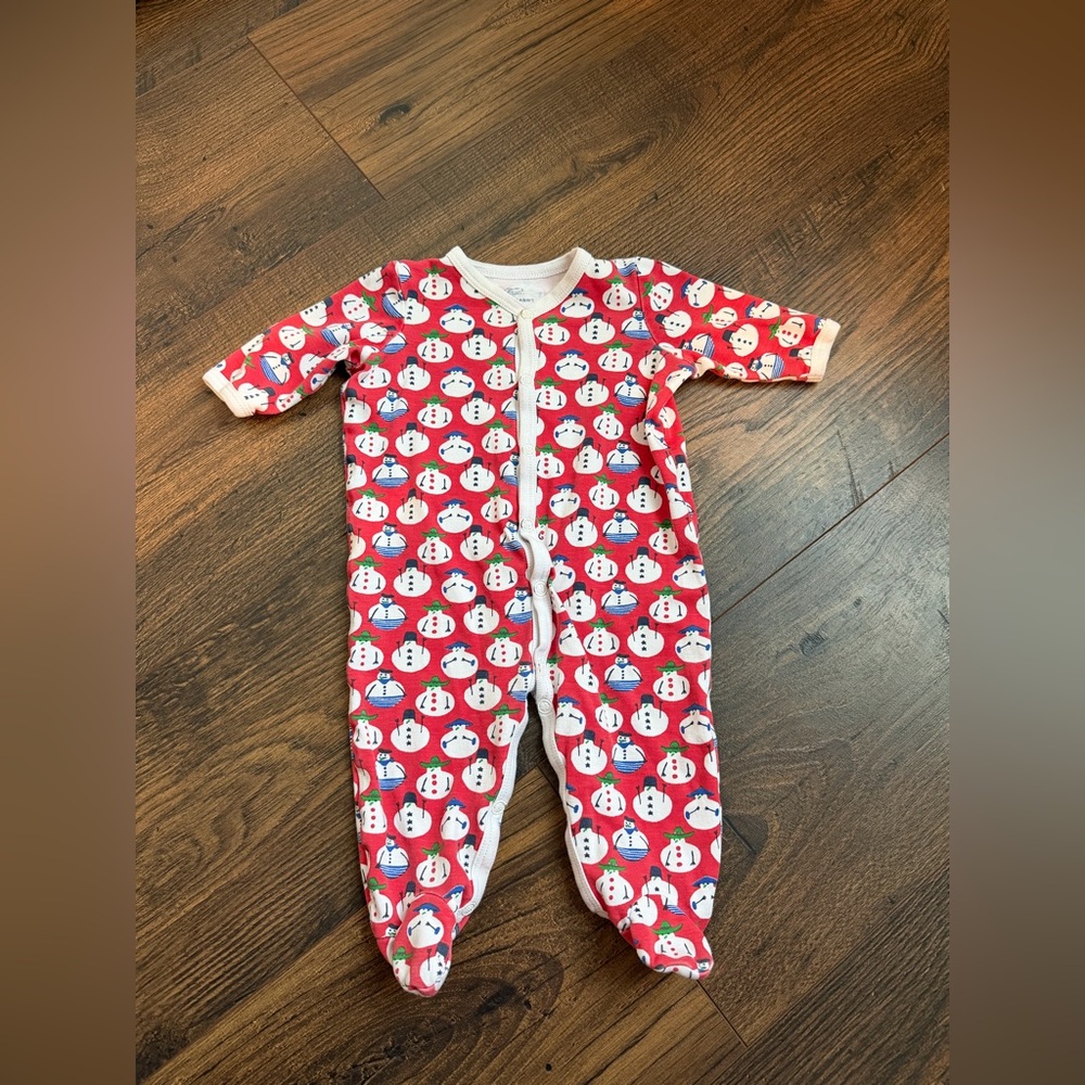 Roller Rabbit Baby Pima Cotton Snowman Snap Footie Red Size 0-3 Months